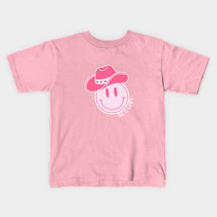 Preppy Pink Smiley Cowgirl Kids T-Shirt